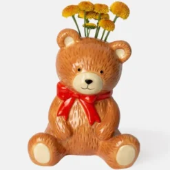 Vase & Dekofigur Teddybär – Blumenvase aus Keramik 15,5 cm