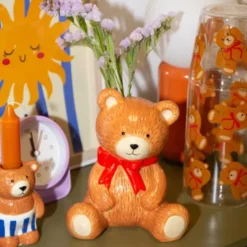 Vase & Dekofigur Teddybär – Blumenvase aus Keramik 15,5 cm