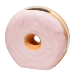 Vase Donut aus Keramik – Deko Vase in rosa Donut-Optik 17 cm