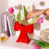 Vase in Schleifenform rot 20 cm – Keramik Blumenvase