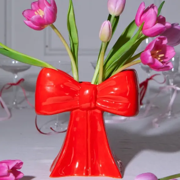 Vase in Schleifenform rot 20 cm – Keramik Blumenvase