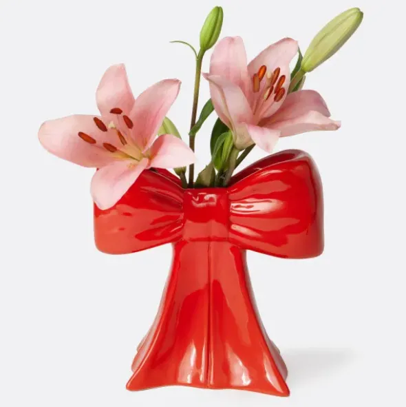 Vase in Schleifenform rot 20 cm – Keramik Blumenvase