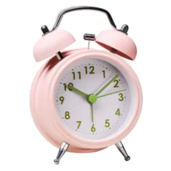 Vintage Wecker rund mit Lichtfunktion rosa