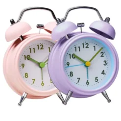 Vintage Wecker rund mit Lichtfunktion rosa