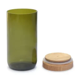 Vorratsglas grün 450 ml mit Holzdeckel Eiche