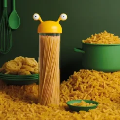 Vorratsglas Spaghetti Monster – lustiger Nudelvorratsdose mit Kulleraugen-Deckel