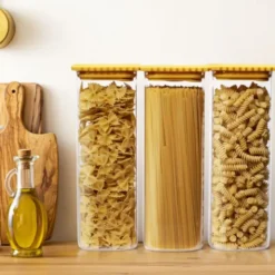 Vorratsgläser 3er-Set für Spaghetti & Nudeln – Silikondeckel Pasta mit Feuchtigkeitsabsorber