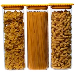 Vorratsgläser 3er-Set für Spaghetti & Nudeln – Silikondeckel Pasta mit Feuchtigkeitsabsorber
