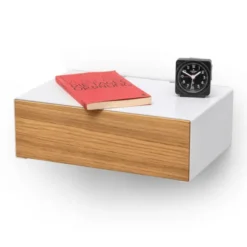 Wandboard / Ladestation mit Schublade Eiche - Schubboard weiß