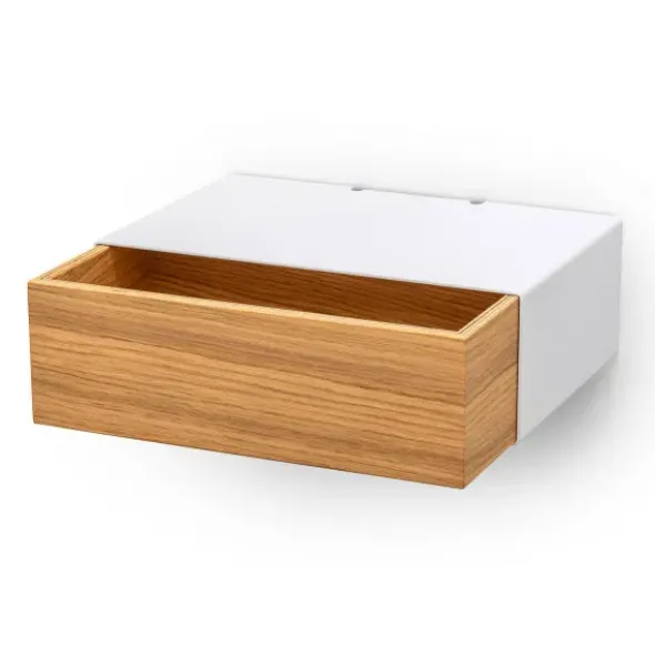Wandboard / Ladestation mit Schublade Eiche - Schubboard weiß