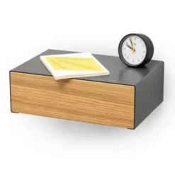 Wandboard / Ladestation mit Schublade Eiche - Schubboard anthrazit