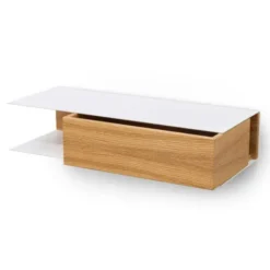 Wandboard mit Schublade Eiche - Hängelade FLUB weiß