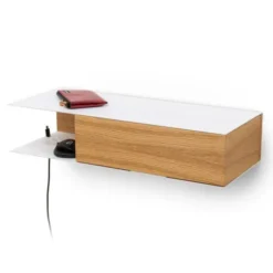 Wandboard mit Schublade Eiche - Hängelade FLUB weiß