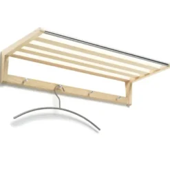 Wandgarderobe Gaston aus Holz - mit Hutablage, Metallhaken & Kleiderbügelleiste