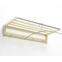 Wandgarderobe Gaston aus Holz - mit Hutablage, Metallhaken & Kleiderbügelleiste
