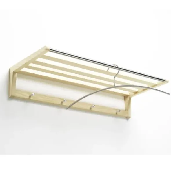 Wandgarderobe Gaston aus Holz - mit Hutablage, Metallhaken & Kleiderbügelleiste