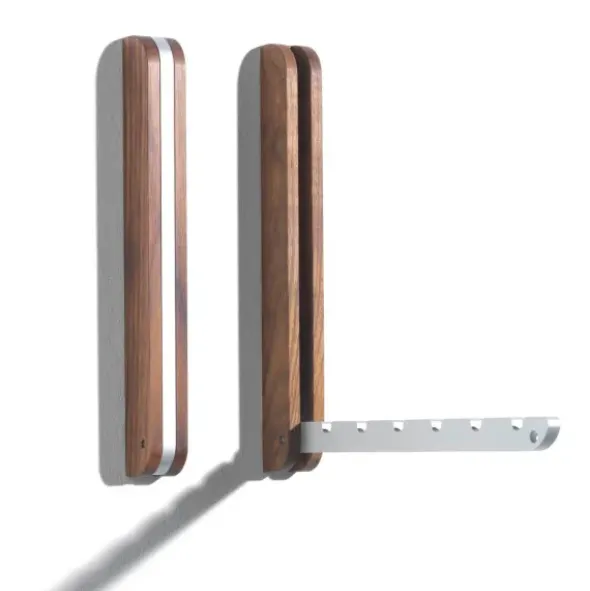 Wandhaken klappbar - Design Kleiderlüfter aus Nussbaumholz mit Metallhaken
