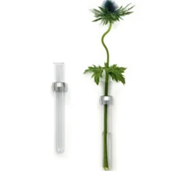 Wandvase DIAMANT - Vase Glasröhre mit Metallring, selbstklebend