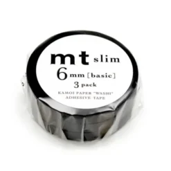 Washi Tape MT SLIM J Set a 3 Rollen - 6 mm schwarz
