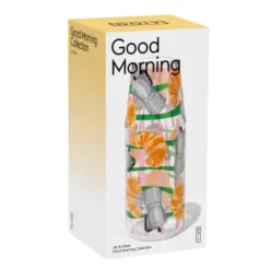 Wasserkaraffe 0,9 l mit Trinkglas – 2-teiliges Trinkset aus Glas mit Good Morning-Motiv
