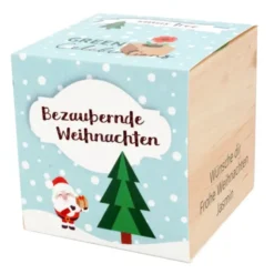 Weihnachtsbaum im Holzwürfel - Bezaubernde Weihnachten, personalisiert