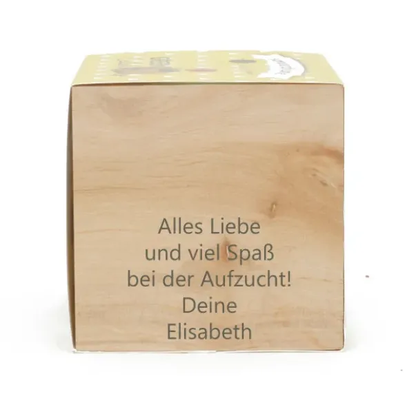 Weihnachtsbaum im Holzwürfel - Bezaubernde Weihnachten, personalisiert
