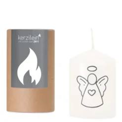Weihnachtskerze Schutzengel anthrazit, 8 cm weiß
