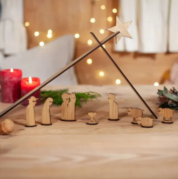 Weihnachtskrippe - Holzkrippe Simply Christmas, Eiche