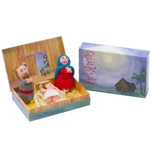 Weihnachtskrippe - Story in Box, gestrickte Püppchen (handmade)