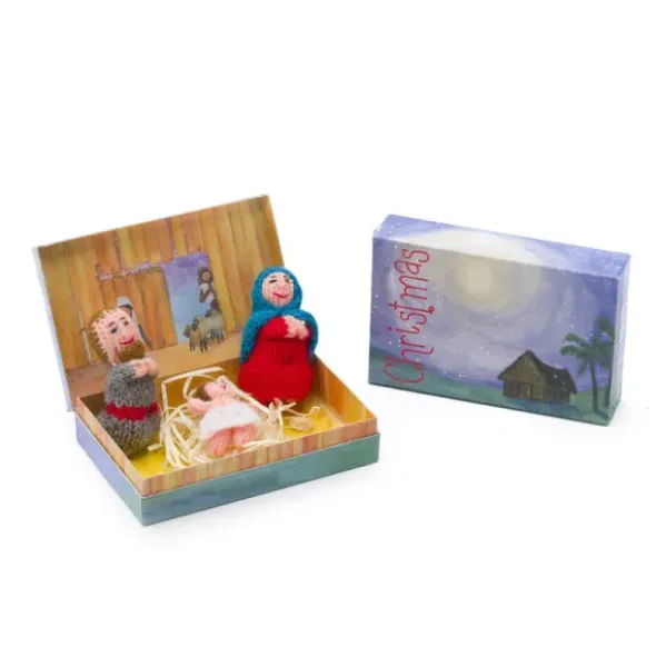 Weihnachtskrippe - Story in Box, gestrickte Püppchen (handmade)