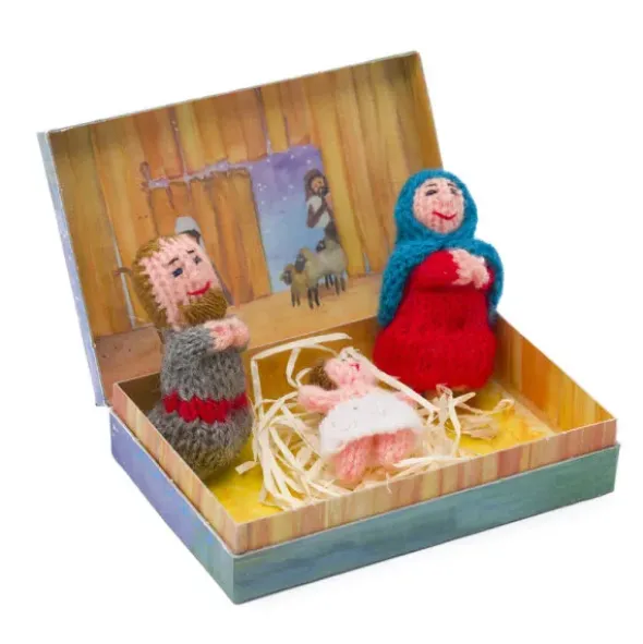 Weihnachtskrippe - Story in Box, gestrickte Püppchen (handmade)
