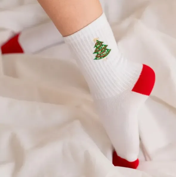 Weihnachtssocken Weihnachtsbaum - bestickt mit Christbaum Gr. 36-39