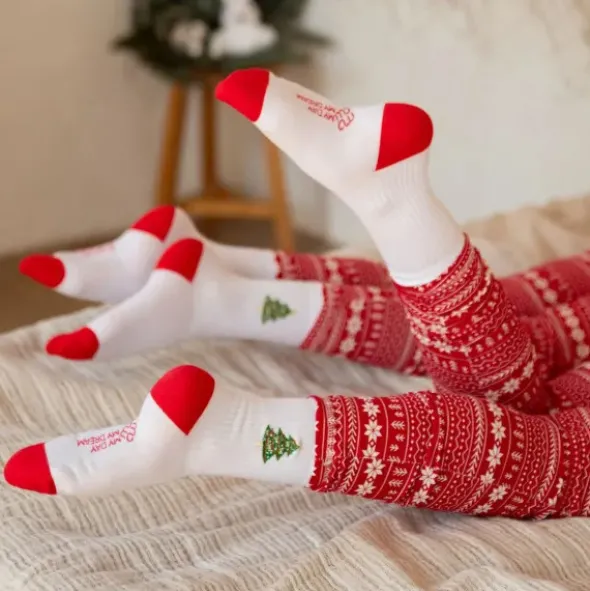 Weihnachtssocken Weihnachtsbaum - bestickt mit Christbaum Gr. 43-46