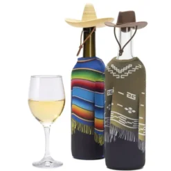Wein-Geschenkset DESPERADOS 4-teilig – 2 Weinstöpsel & 2 Flaschenhüllen