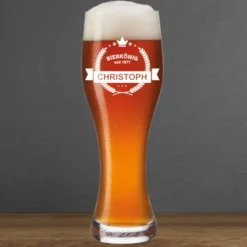 Weizenbierglas mit Gravur BIERKÖNIG mit Name + Geburtsjahr