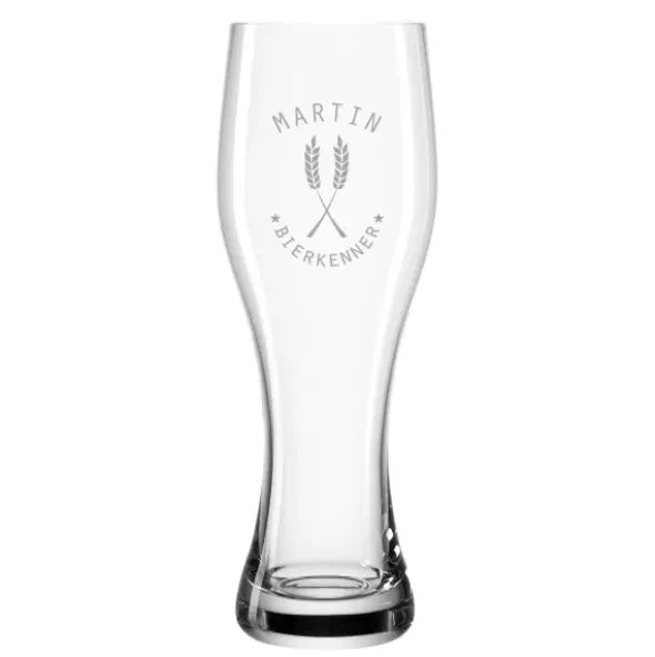 Weizenbierglas mit Gravur BIERKENNER mit Namensgravur
