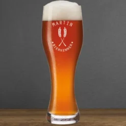 Weizenbierglas mit Gravur BIERKENNER mit Namensgravur