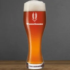 Weizenbierglas mit Gravur ÄHREN mit Wunschname