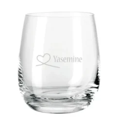 Windlicht mit Gravur Herzschleife transparent - Glas mit Wunschname