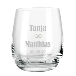 Windlicht mit Gravur HOCHZEIT transparent - Glas mit Name & Datum personalisierbar