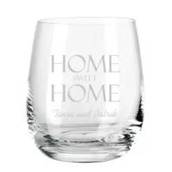 Windlicht mit Gravur HOME SWEET HOME transparent - persönlicher Wunschtext