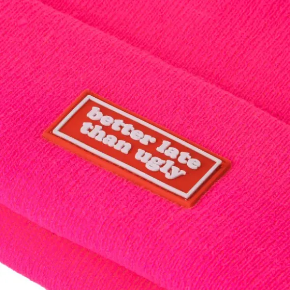 Winter Geschenkset 2-teilig – better late than ugly - Handschuhe & Mütze, pink