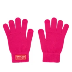 Winter Geschenkset 2-teilig – better late than ugly - Handschuhe & Mütze, pink