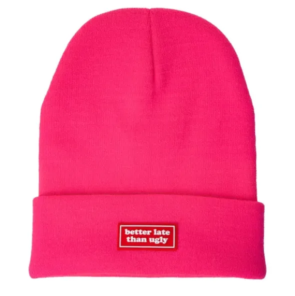 Winter Geschenkset 2-teilig – better late than ugly - Handschuhe & Mütze, pink