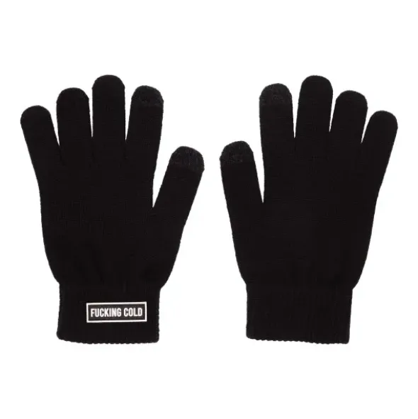 Winter Geschenkset 2-teilig – fucking cold - Handschuhe & Mütze, schwarz