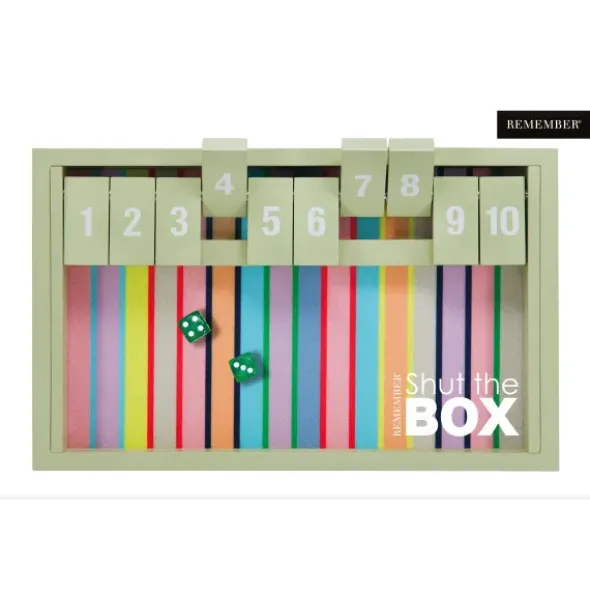 Würfelspiel SHUT THE BOX - bunte Holzspiel für Geschicklichkeit und Würfelglück