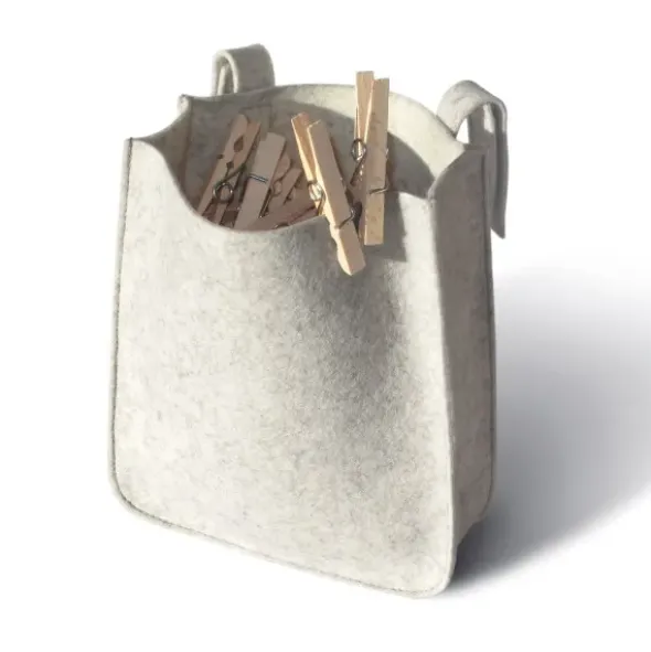 Wäscheklammerbeutel FILIUS - Filztasche grau mit Klettverschluss-Aufhängung inkl. 50 Holzklammern