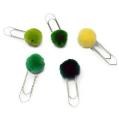XL Büroklammern mit Pompon aus Merinowolle, 5er-Set lime-grün
