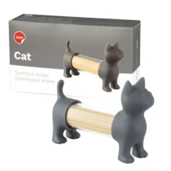 Zahnstocherhalter oder Salz-/Pfefferstreuer, Katze grau