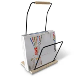 Zeitungsständer Newspaper Boy – Magazinhalter aus Holz & Metall schwarz